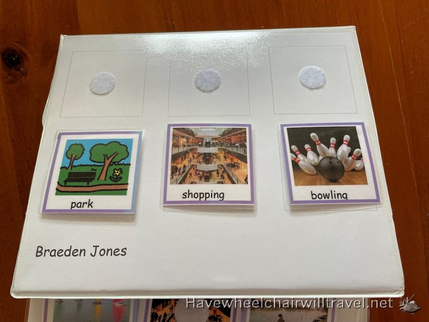 Picture exchange communication book for someone that's non-verbal - Have Wheelchair Will Travel 