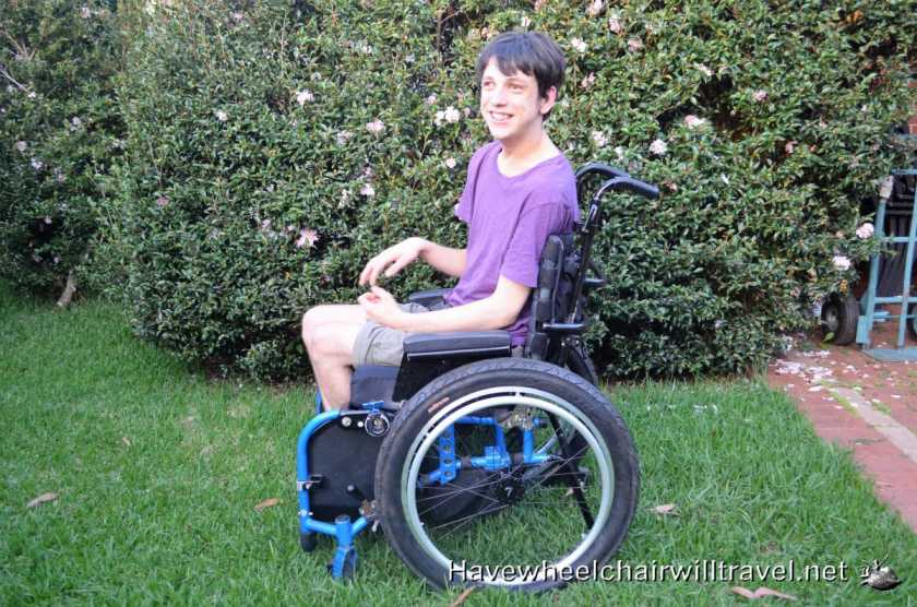BJ's off-road tyres on his wheelchair