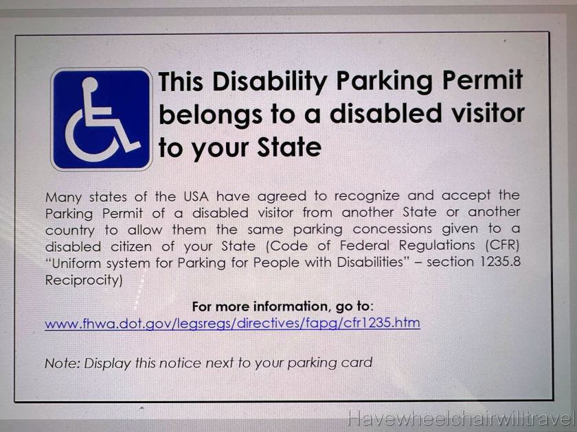 Reciprocal parking permit agreements - Have Wheelchair Will Travel