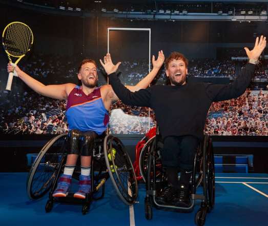 Dylan Alcott AO meets his wax double at Madame Tussauds in Sydney